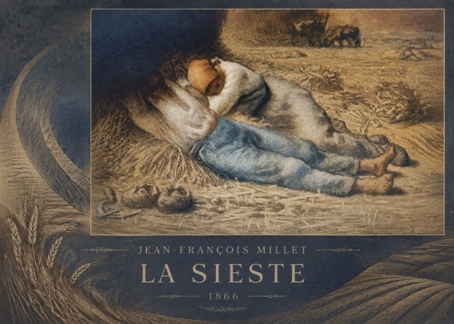 Jean-François Millet La Sieste No3 - Affiche