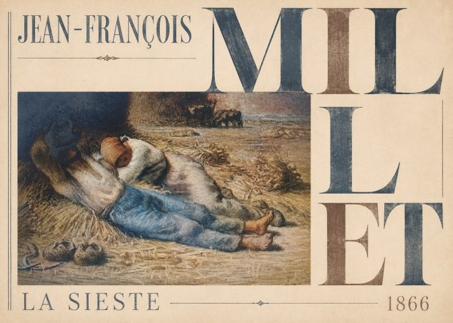Jean-François Millet La Sieste No4 - Affiche