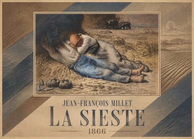 Jean-François Millet La Sieste No6 - Affiche