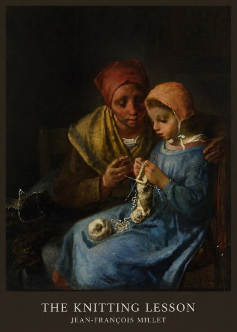 Jean-François Millet The Knitting Lesson I No5 - Affiche