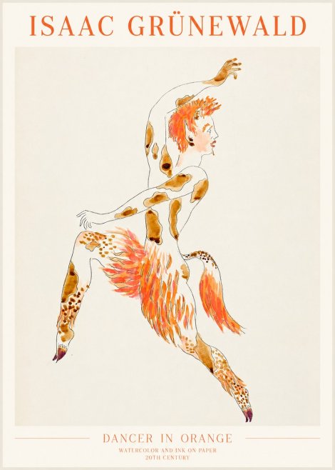 Isaac Grünewald Dancer in Orange No1 - Affiche