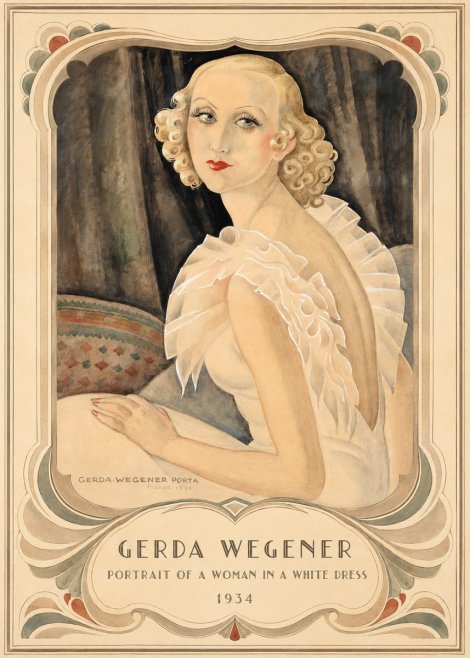 Gerda Wegener Portrait of a Woman in a White Dress No3 - Affiche