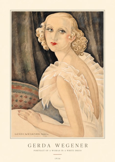 Gerda Wegener Portrait of a Woman in a White Dress No4 - Affiche