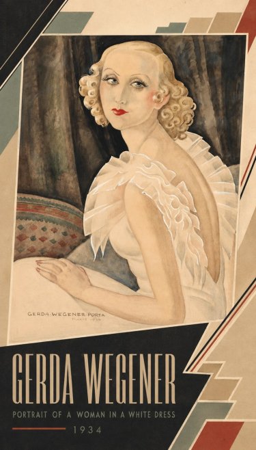 Gerda Wegener Portrait of a Woman in a White Dress No5 - Affiche