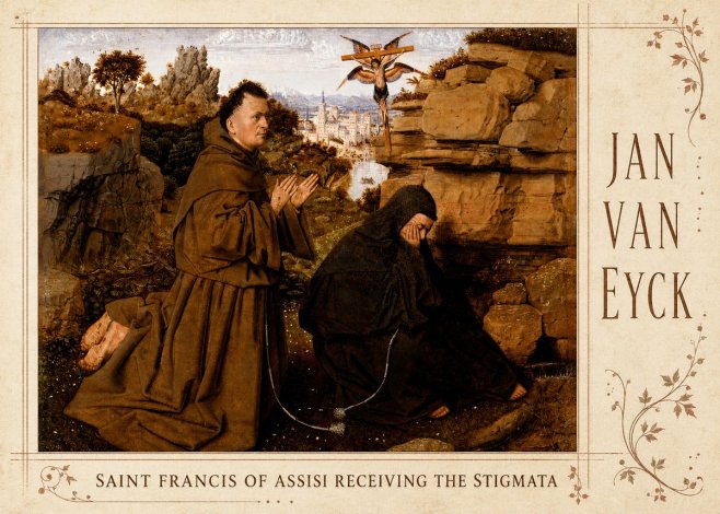 Jan van Eyck Saint Francis of Assisi Receiving the Stigmata No3 - Affiche