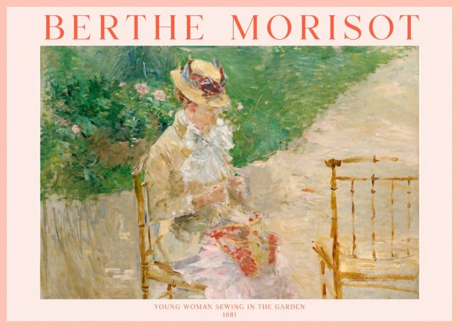 Berthe Morisot Young Woman Sewing in the Garden No1 - Affiche