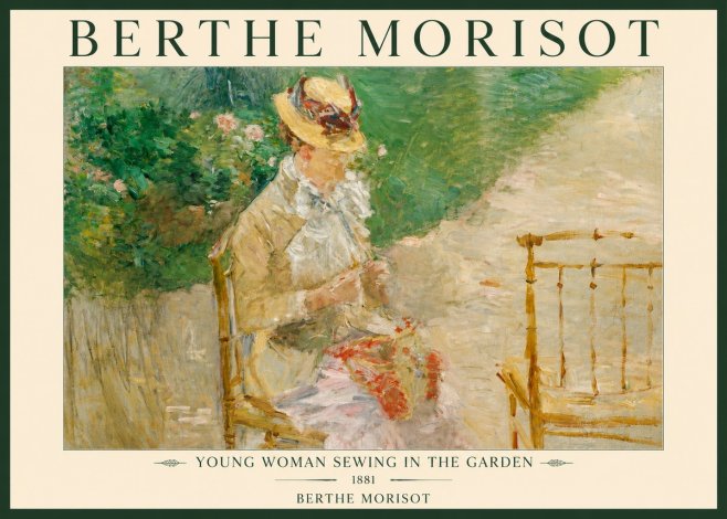 Berthe Morisot Young Woman Sewing in the Garden No2 - Affiche