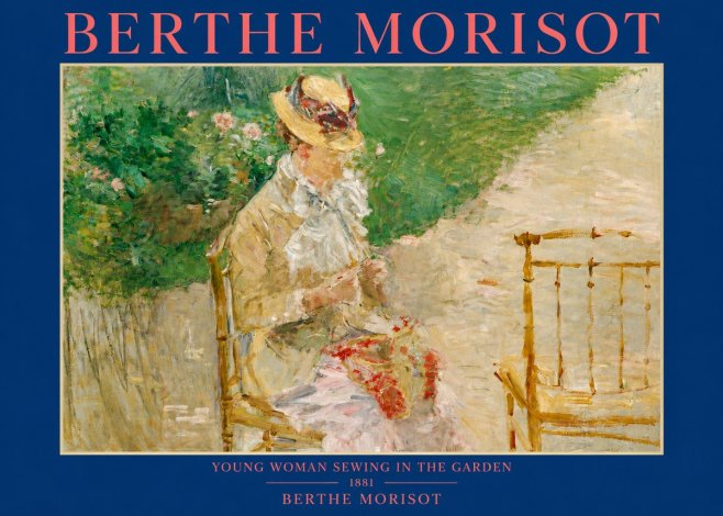 Berthe Morisot Young Woman Sewing in the Garden No3 - Affiche