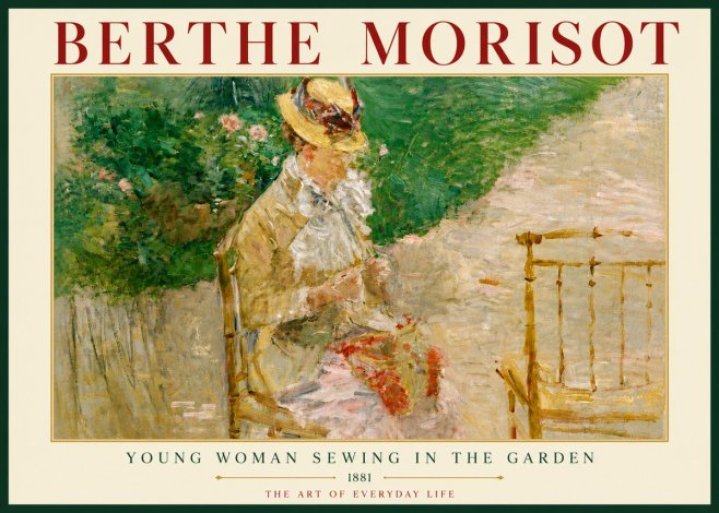 Berthe Morisot Young Woman Sewing in the Garden No6 - Affiche