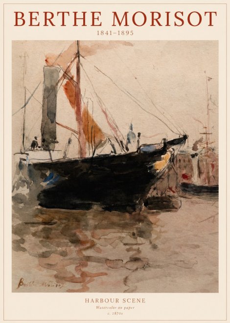 Berthe Morisot Harbour Scene No1 - Affiche