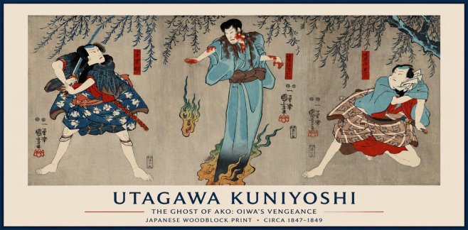 Utagawa Kuniyoshi The Ghost of Ako: Oiwa's Vengeance No1 - Affiche