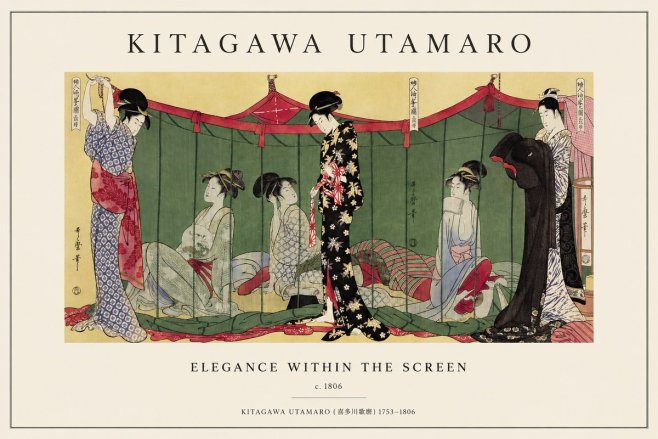 Kitagawa Utamaro Elegance Within the Screen No1 - Affiche