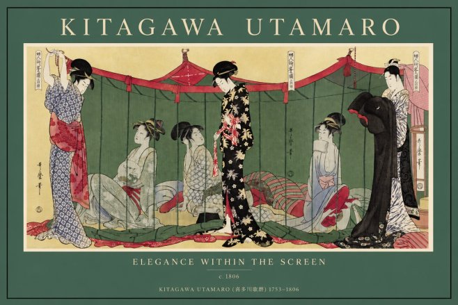 Kitagawa Utamaro Elegance Within the Screen No2 - Affiche
