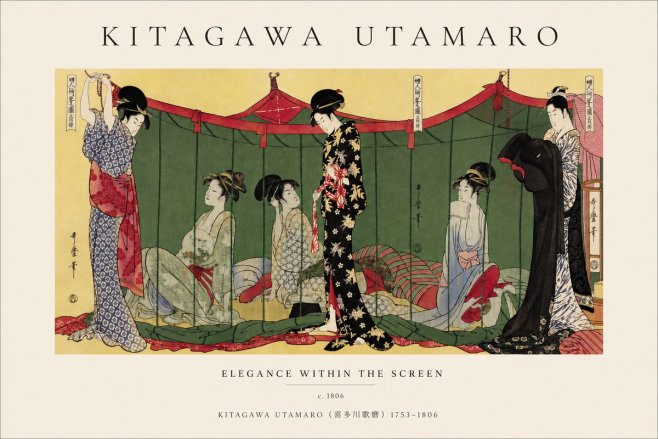Kitagawa Utamaro Elegance Within the Screen No3 - Affiche