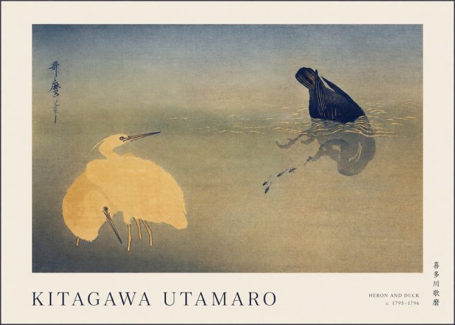 Kitagawa Utamaro Heron and Duck No1 - Affiche