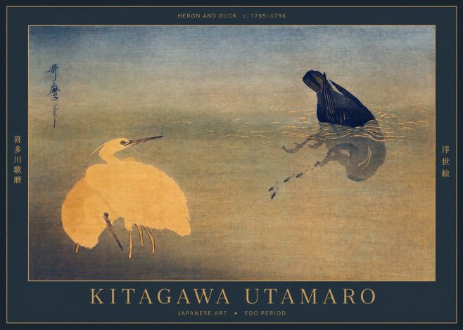 Kitagawa Utamaro Heron and Duck No2 - Affiche