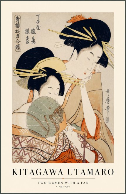 Kitagawa Utamaro Two Women with a Fan No1 - Affiche