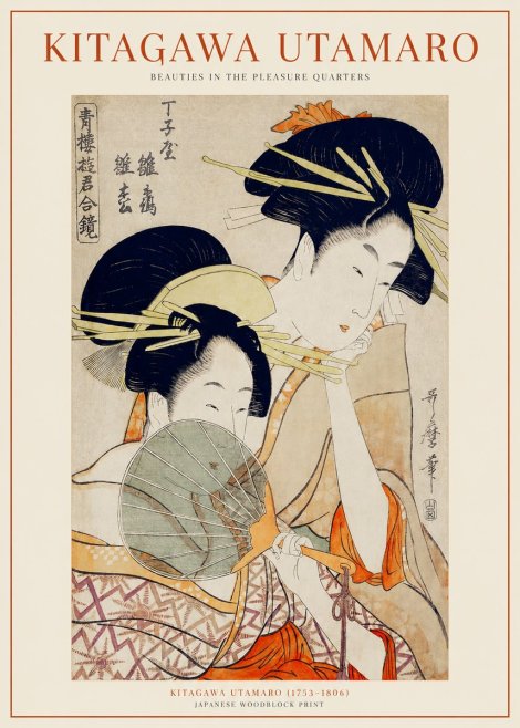 Kitagawa Utamaro Two Women with a Fan No2 - Affiche