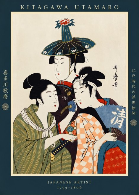 Kitagawa Utamaro Three Beauties No2 - Affiche