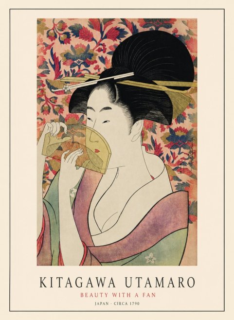 Kitagawa Utamaro Beauty with a Fan II No1 - Affiche