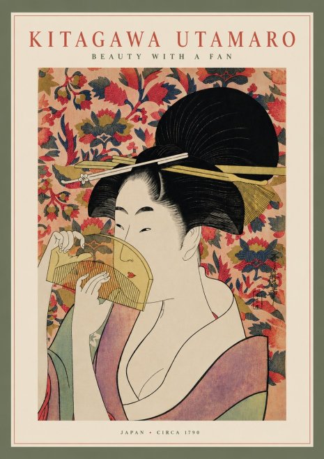 Kitagawa Utamaro Beauty with a Fan II No5 - Affiche