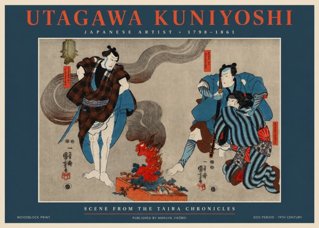 Utagawa Kuniyoshi Scene from the Taira Chronicles No2 - Affiche