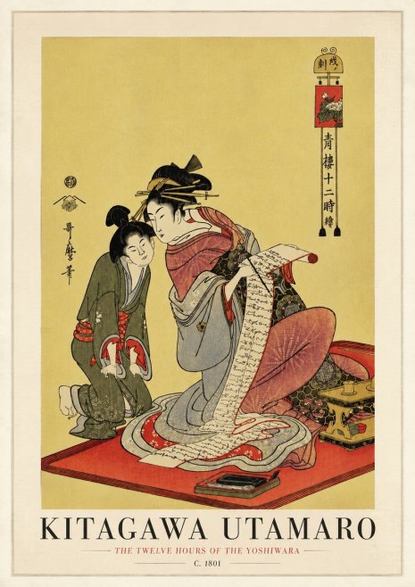 Kitagawa Utamaro The Twelve Hours of the Yoshiwara No3 - Affiche