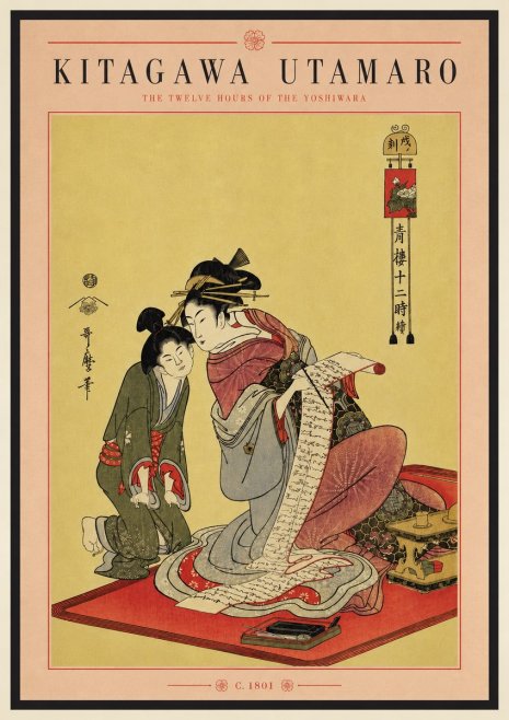 Kitagawa Utamaro The Twelve Hours of the Yoshiwara No4 - Affiche