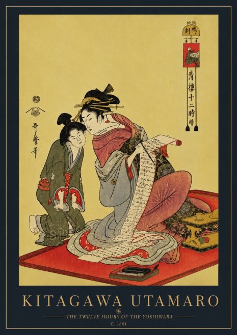 Kitagawa Utamaro The Twelve Hours of the Yoshiwara No5 - Affiche
