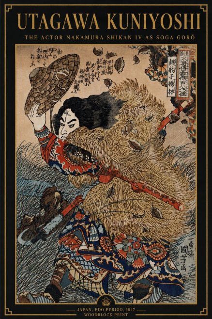 Utagawa Kuniyoshi The Actor Nakamura Shikan Iv as Soga Gorō No4 - Affiche