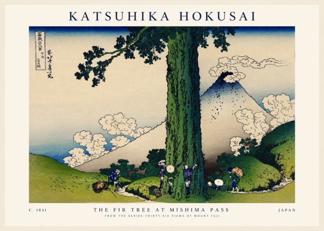 Katsushika Hokusai The Fir Tree at Mishima Pass No1 - Affiche