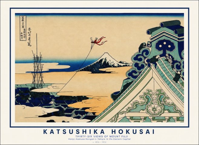 Katsushika Hokusai Honjo Asakusa Hongan-ji Temple in the Eastern Capital No1 - Affiche