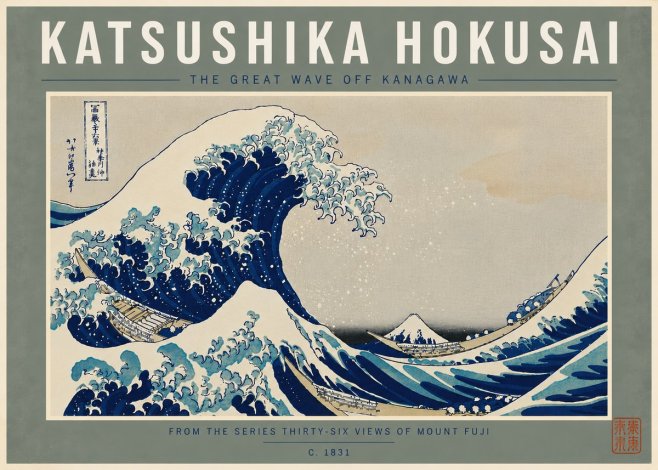 Katsushika Hokusai The Great Wave off Kanagawa I No8 - Affiche