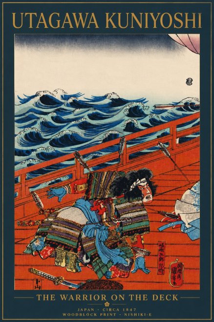 Utagawa Kuniyoshi The Warrior on the Deck No5 - Affiche