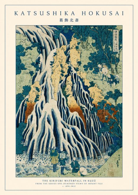 Katsushika Hokusai The Kirifuri Waterfall in Kuzū from the Series One Hundred Views of Mount Fuji No1 - Affiche