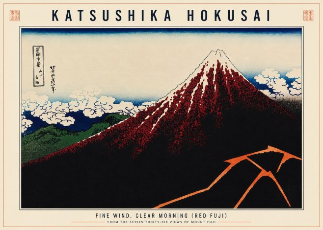 Katsushika Hokusai Fine Wind, Clear Morning (Red Fuji) II No6 - Affiche