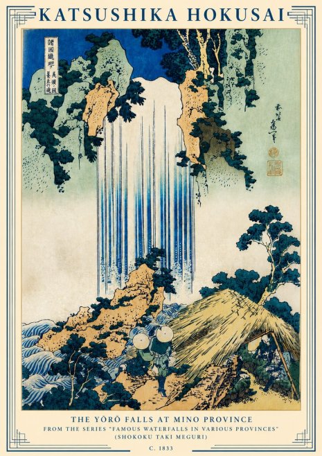 Katsushika Hokusai The Yōrō Falls at Mino Province No3 - Affiche