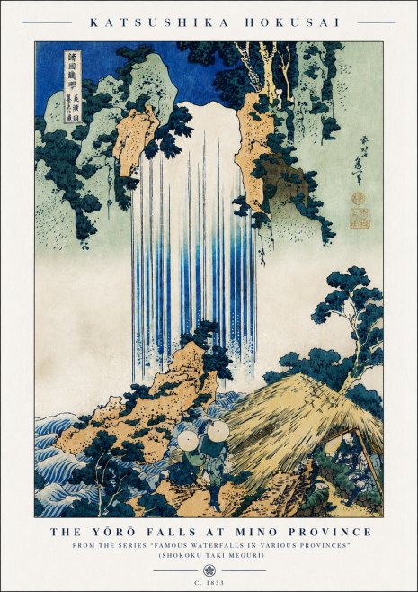 Katsushika Hokusai The Yōrō Falls at Mino Province No5 - Affiche