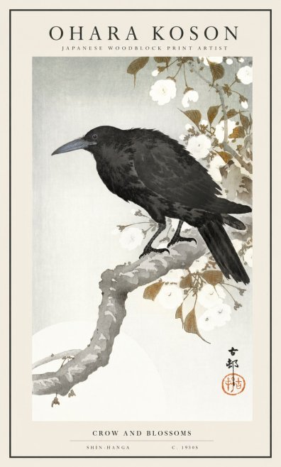 Ohara Koson Crow and Blossoms I No1 - Affiche