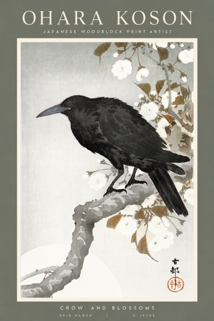 Ohara Koson Crow and Blossoms I No2 - Affiche