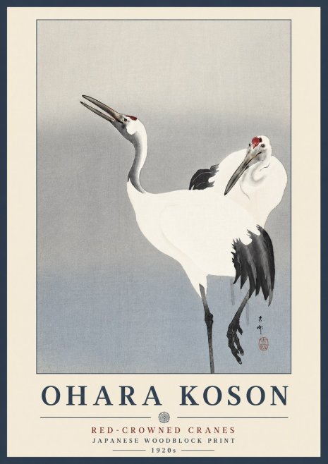 Ohara Koson Red-crowned Cranes No3 - Affiche