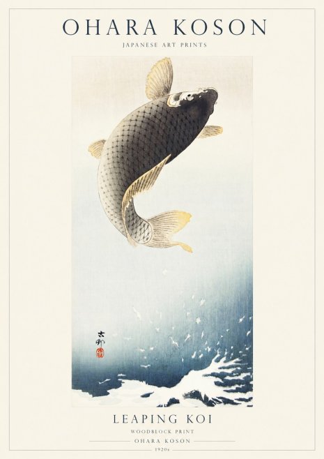 Ohara Koson Leaping Koi I No1 - Affiche