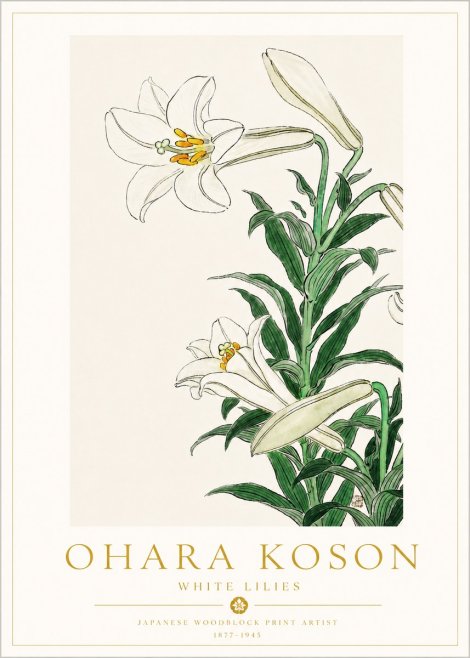 Ohara Koson White Lilies No3 - Affiche