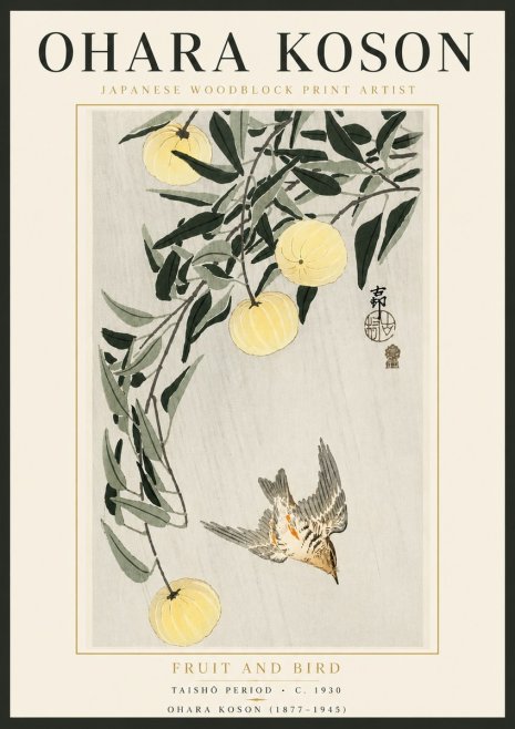 Ohara Koson Fruit and Bird No5 - Affiche