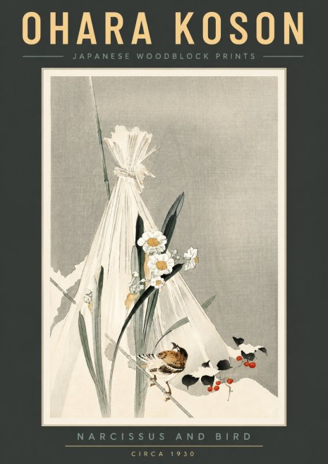 Ohara Koson Narcissus and Bird No2 - Affiche