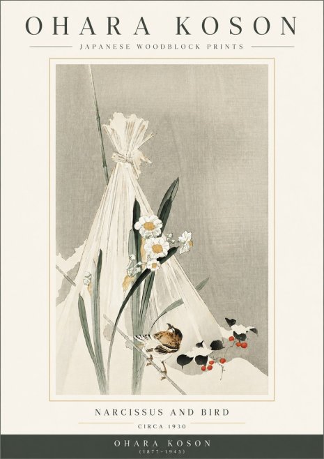 Ohara Koson Narcissus and Bird No3 - Affiche