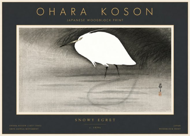 Ohara Koson Snowy Egret No2 - Affiche