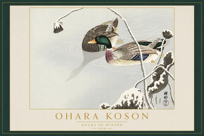 Ohara Koson Ducks in Winter No2 - Affiche