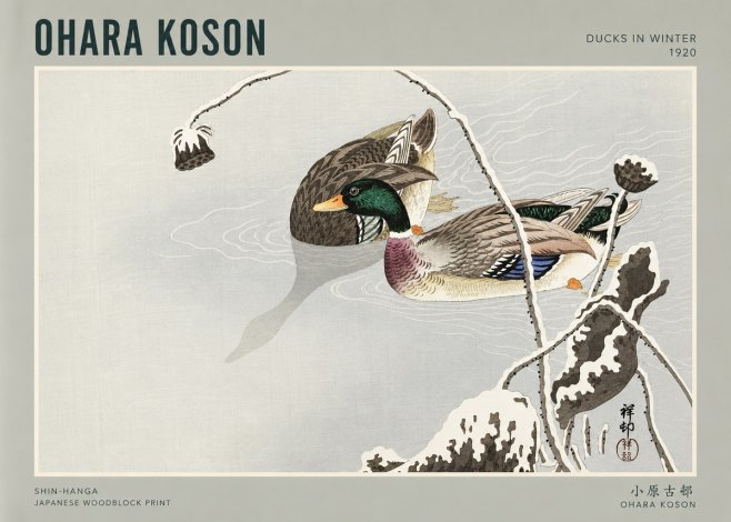 Ohara Koson Ducks in Winter No3 - Affiche