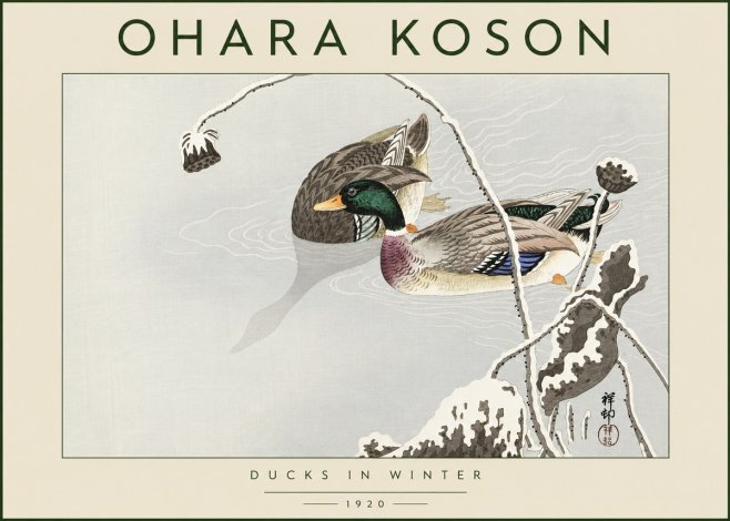 Ohara Koson Ducks in Winter No4 - Affiche